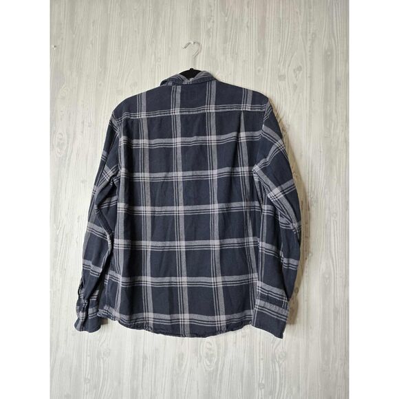 Wrangler Authentics Men’s Flannel Button-Up Shirt – Navy Gray Plaid (Size M) - Picture 4 of 6